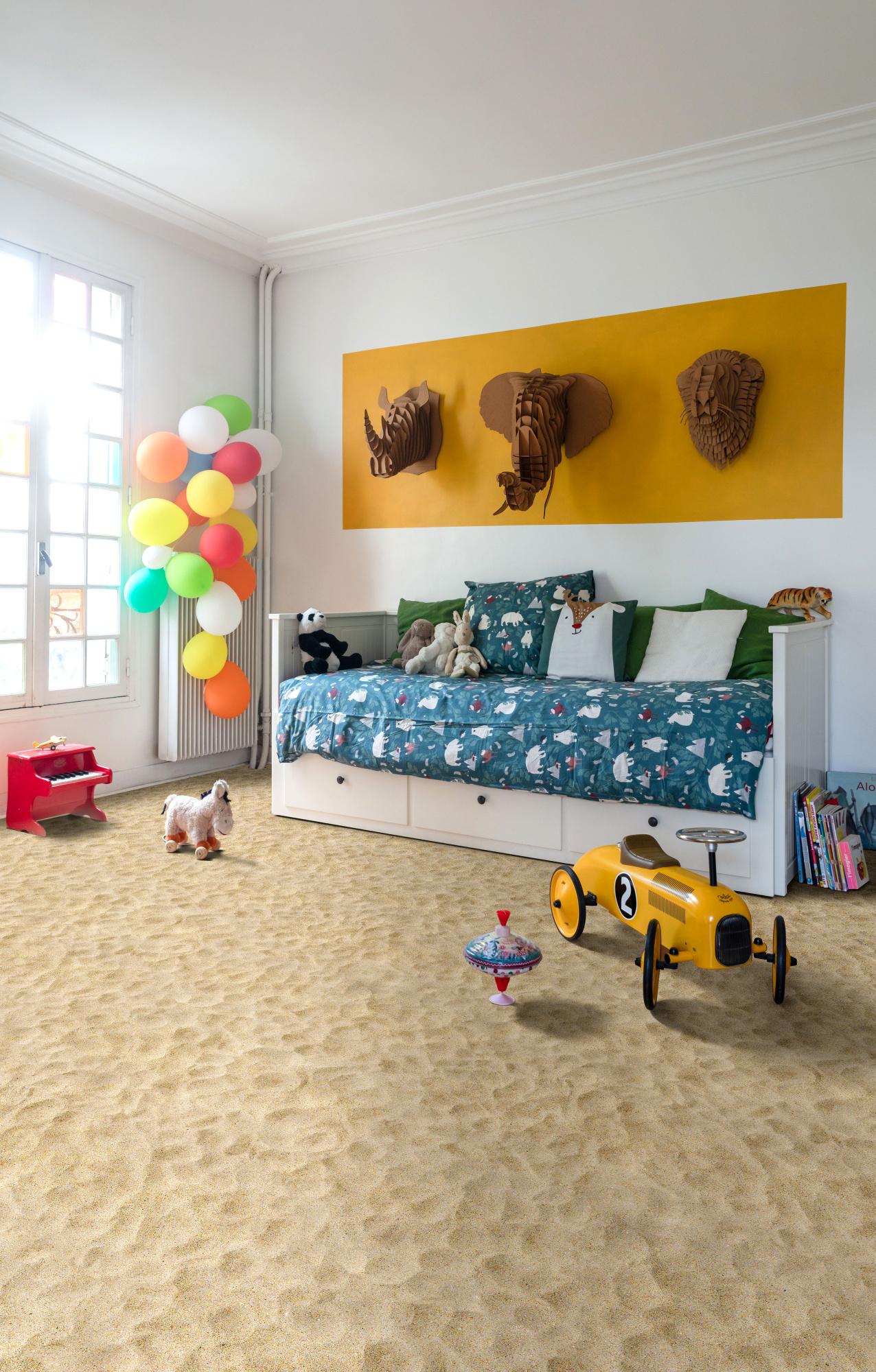 Tapis sur mesure Vinyle Textile - Relief 3D - Imprimé plage de sable - chambre