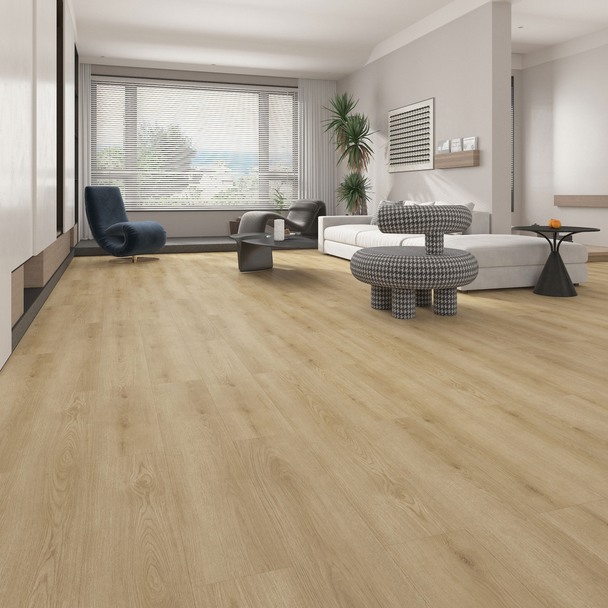 Sol parquet vinyle rigide clipsable chêne clair avec décor bois réaliste et finition ultra mate