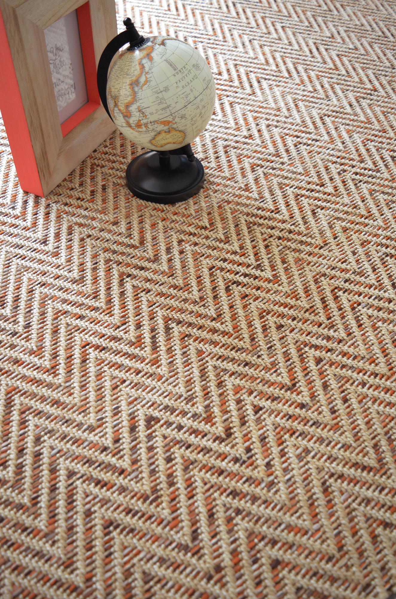 Tapis sur mesure Tissé plat Java Chevron nature - salon