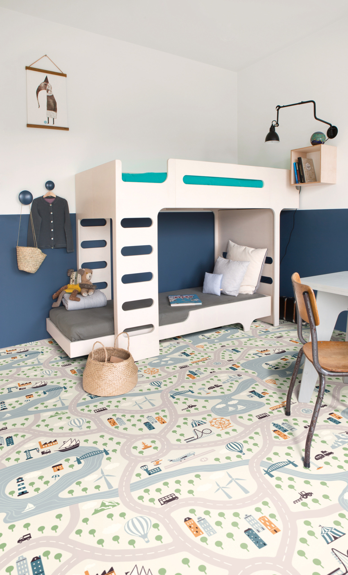 Tapis sur mesure Vinyle pour les enfants - Circuit de voiture clair - Ambiance