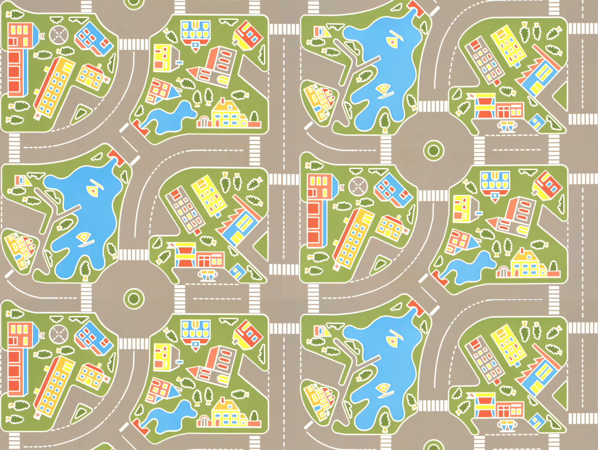 Tapis sur mesure Vinyle pour les enfants Circuit - Les Rues de la Ville Verte