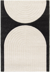 Tapis de salon en relief - Circle - Courbe écru et crème - 160 x