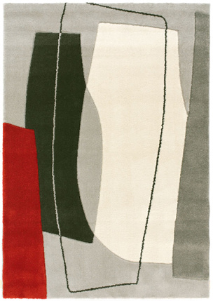 Tapis de salon design - Seventies - Formes rouges et grises