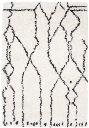 Tapis motif berbre  poils longs - Itahari - Noir et blanc cass