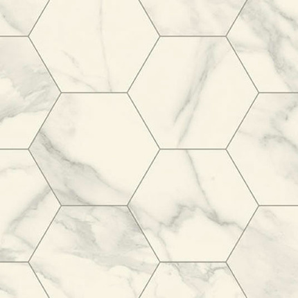 Sol Lino - Imitation carrelage hexagonal - Blanc marbré