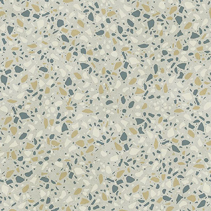 Sol Vinyle Textile Relief 3D - Terrazzo granito - Gris et jaune - Sans perspective