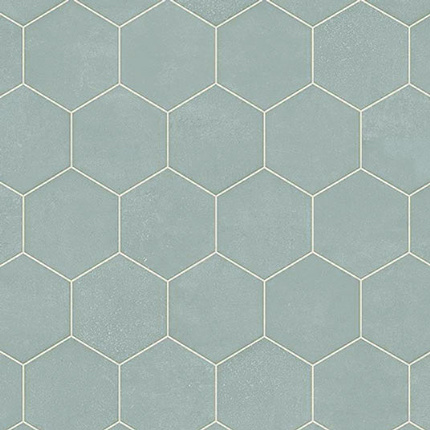 Sol Vinyle Textile Relief 3D - Carrelage uni hexagonal - Bleu ciel - Sans perspective