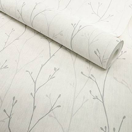 Papier peint vinyle sur intissé - Botanique - Feuillage gris