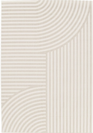Tapis motif gomtrique en matire recycle - Graphic Line - Beige