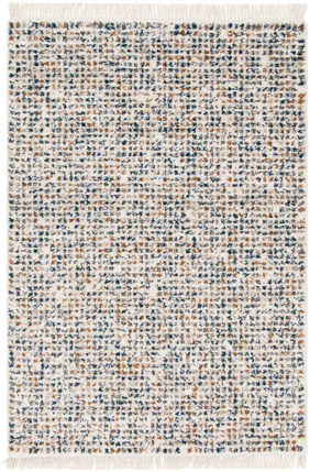 Tapis motif berbre  franges - Tribus du dsert - Bleu touareg, camel