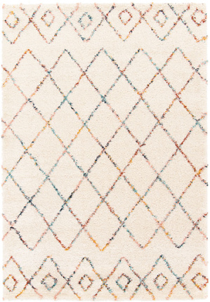 Tapis motif berbre -Ouna - cru et losanges multicolore