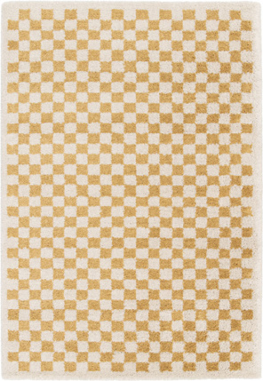 Tapis damier  poils longs - Colorama - Jaune rtro