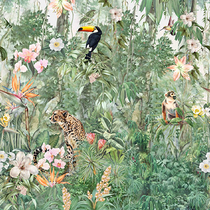 Papier peint panoramique - Format L - Animaux de la jungle
