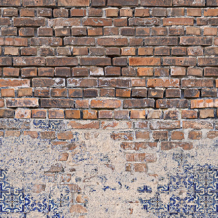 Papier peint panoramique - Format L - Trompe l'œil mur de briques