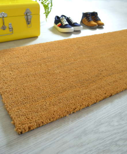 Tapis sur mesure Paillasson Brosse Coco 17mm - Écru - vue de près