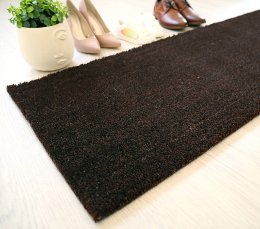 Tapis sur mesure Paillasson Brosse Coco 17mm - Brun - Vue de loin