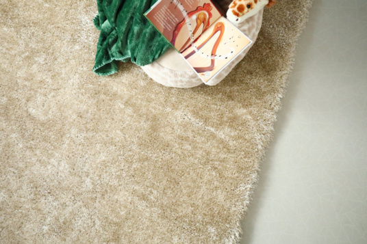 Tapis sur mesure Éclat shaggy beige - vue de haut