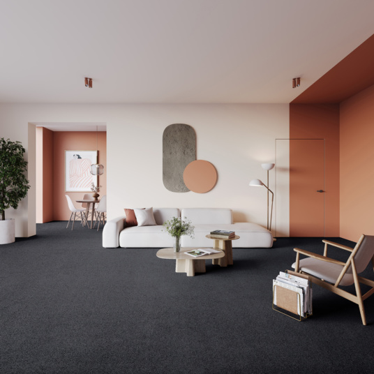 Tapis Re-life gris ardoise en polyester recyclé, format sur mesure pour pièce de vie