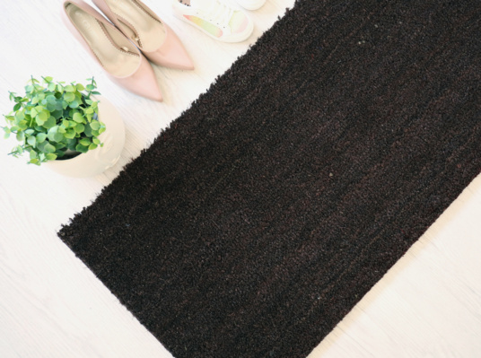 Tapis sur mesure Paillasson Brosse Coco 17mm - Brun - Vue de haut