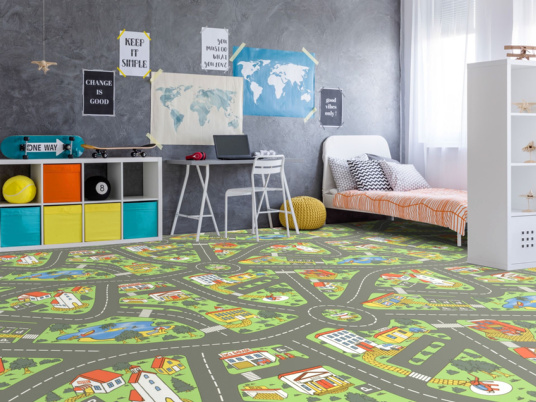 Tapis sur mesure Vinyle pour les enfants - Circuit de voiture City - Ambiance