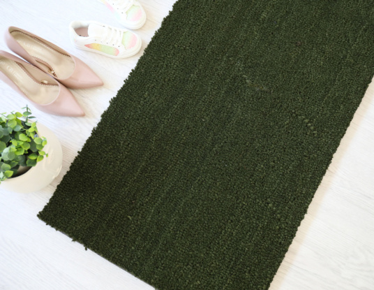 Tapis sur mesure Paillasson Brosse Coco 17mm - Vert - vue de haut