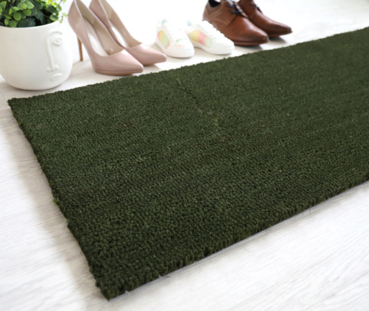Tapis sur mesure Paillasson Brosse Coco 17mm - Vert - vue de loin