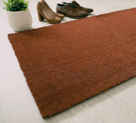 Tapis sur mesure Paillasson Brosse Coco 17mm - Rouille - Vue de loin