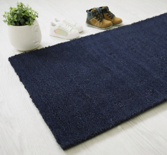 Tapis sur mesure Paillasson Brosse Coco 17mm - Bleu - Vue de loin