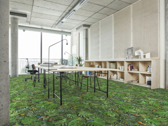 Tapis sur mesure Vinyle Textile - Relief 3D - Imprimé Faune et flore tropicale - Ambiance