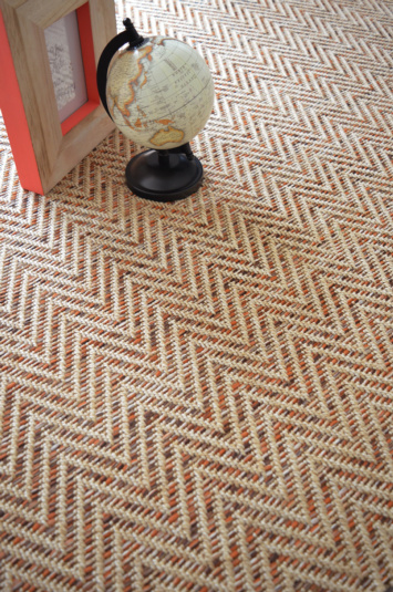 Tapis sur mesure Tissé plat Java Chevron nature - salon