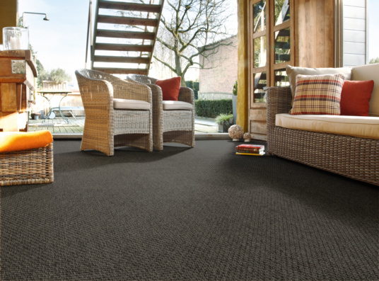 Tapis sur mesure Tissé plat natté Sumatra - Noir - Terrasse