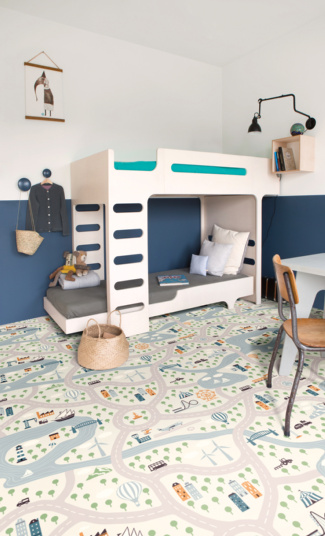 Tapis sur mesure Vinyle pour les enfants - Circuit de voiture clair - Ambiance
