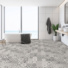 Sol Vinyle Textile Relief 3D - Carreaux de ciment lise monochrome - salle de bain