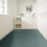 Sol Vinyle Textile - Relief 3D - Motifs carrelage chevron - Bleu - salle de bain