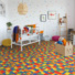Sol vinyleStyle motif puzzle jeu de briques multicolore - chambre d'enfant