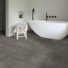 Sol Vinyle Textile Spécial Rénovation - Carrelage carré - Gris foncé - salle de bain