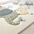 Tapis Mrinos Enfant Animaux de la jungle - Elphant et girafe - Beige