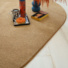 Tapis ovale en matire recycle Re-cycle camel - vue de prs