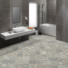 Sol Vinyle Textile Relief 3D - Carreaux de ciment floral gris et beige - salle de bain