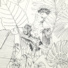 Papier peint vinyle sur intissé - Néo Jungle - Perroquets monochrome - gros plan