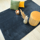 Tapis doux Charme velours - Bleu nuit - Galon bleu