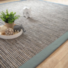 Tapis tiss plat - Borno silver - Ganse coton vert de gris