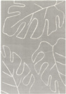 Tapis de salon en velours - Palme - Motif feuille - cru et gris clair