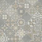 Chute de Sol Vinyle Textile - Relief 3D - Carreaux de ciment floral - Gris et beige