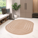Tapis ovale en matière douce recyclée - Masha - Beige et crème - chambre