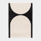 Tapis de salon en relief - Modern Circle - Noir et crme