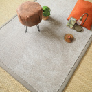 Tapis doux poils longs - Touch grège clair - Ganse marron glacé