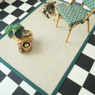 Tapis Sisal - Tulum blanchi - Ganse vert émeraude