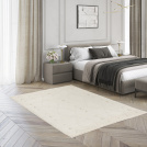 Tapis de salon graphique en relief - Case - Beige crème - 160 x 230 cm - chambre