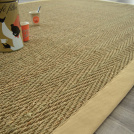 Tapis Jonc de mer - Bihar fin chevron - Ganse coton beige